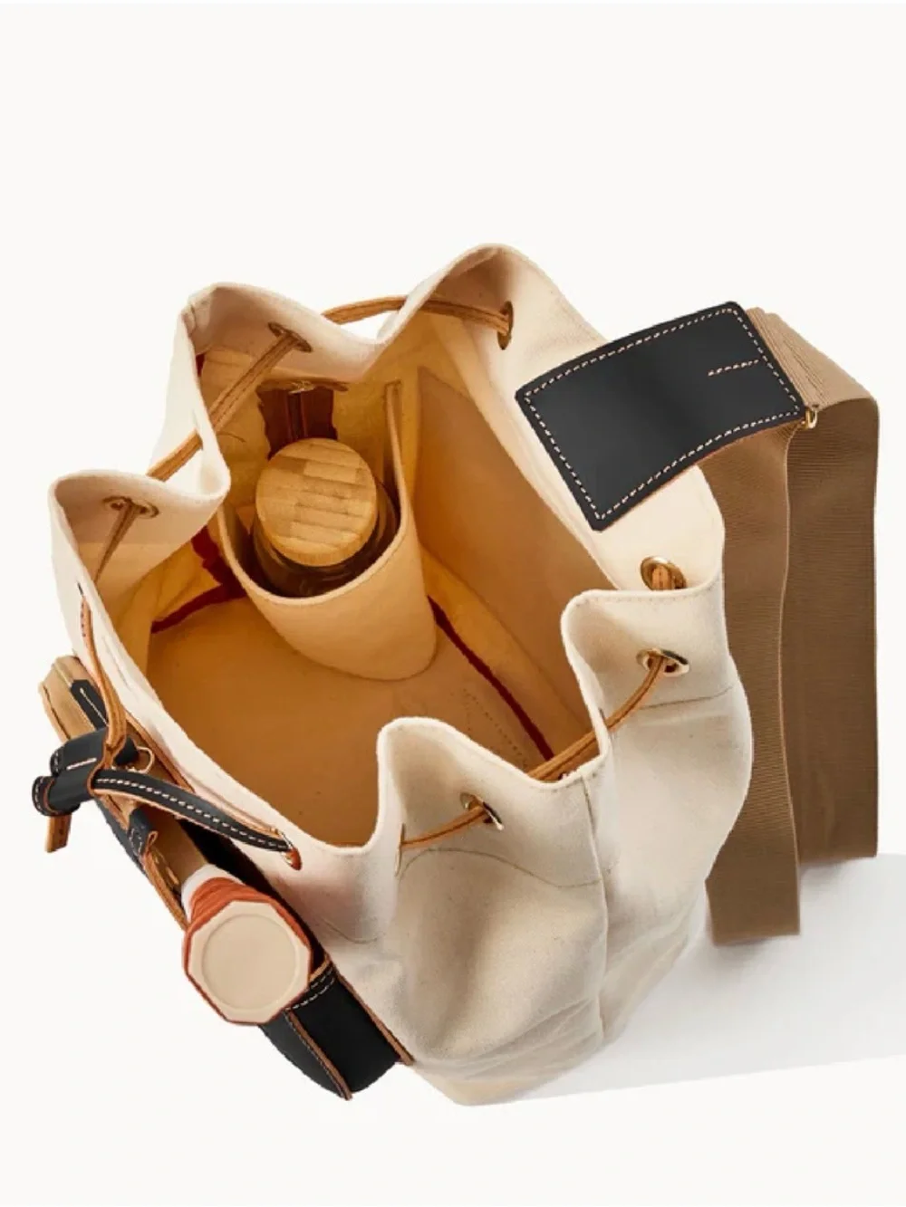 Dooney & Bourke Canvas And Leather Pickleball Sling Bag, Color Cream/Black - Picture 4 of 11